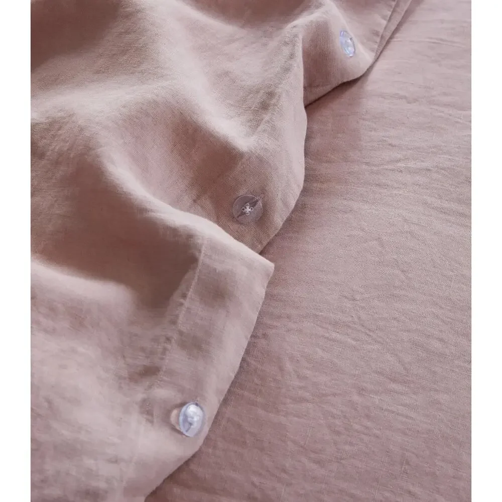NIB Quince European Linen Duvet Cover Set FULL/QUEEN in Dusty Mauve